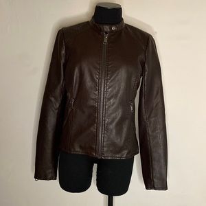 Marc New York Women’s Faux Brown Leather Jacket Size S Pre-Owned.